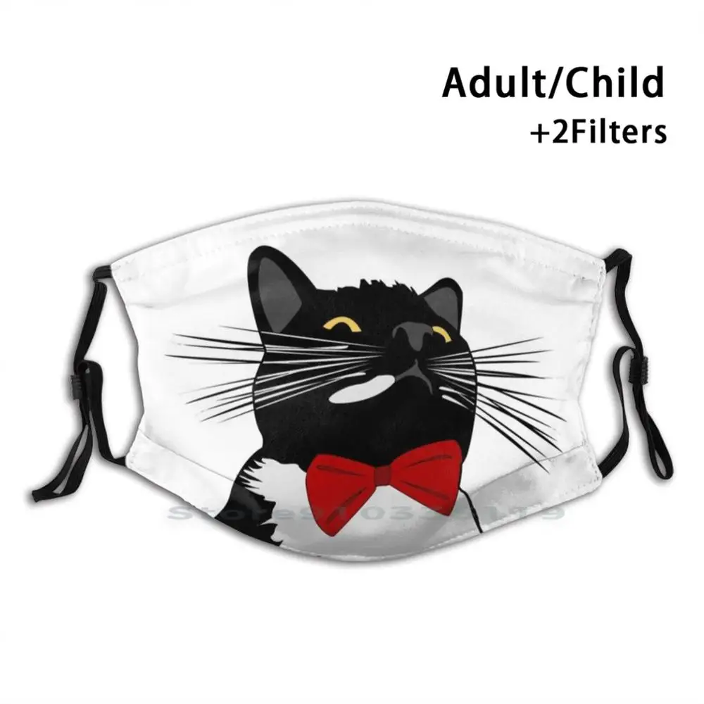

Bow Tie Kitten Reusable Mouth Face Mask With Filters Kids Cat Meow Kitten Kitty Bow Tie Christmas Dog Puppy Cute Animal