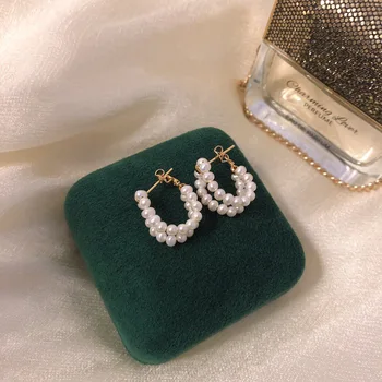 

Natural real pearl U shape earrings for women back push unique creative earrings fashion2020