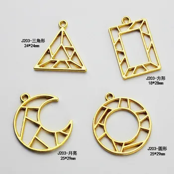 

5pcs/lot Moon Rectangle Round Metal Frame Pendant Charm Bezel Setting Cabochon Setting UV Resin Charm Necklace Earring Findings