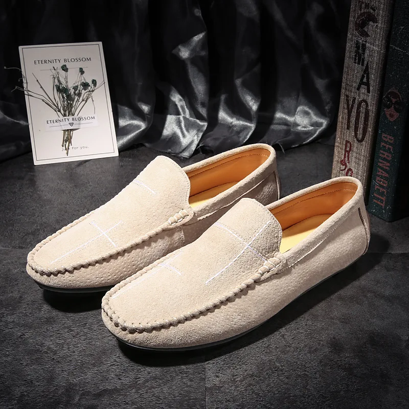 Plus Size 38-47 Leather Men's Shoes Casual Lazy Sli on Shoes for Men Soft Sole Mens Moccasins Casual Shoes ET870 (51)