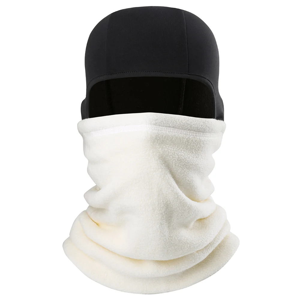 Winter Polar Fleece Thermal Beanies Balaclava Full Face Mask Skullies Cap Warmer Tactical Military Cap Ski Hat Helmet Liner Men - Цвет: White