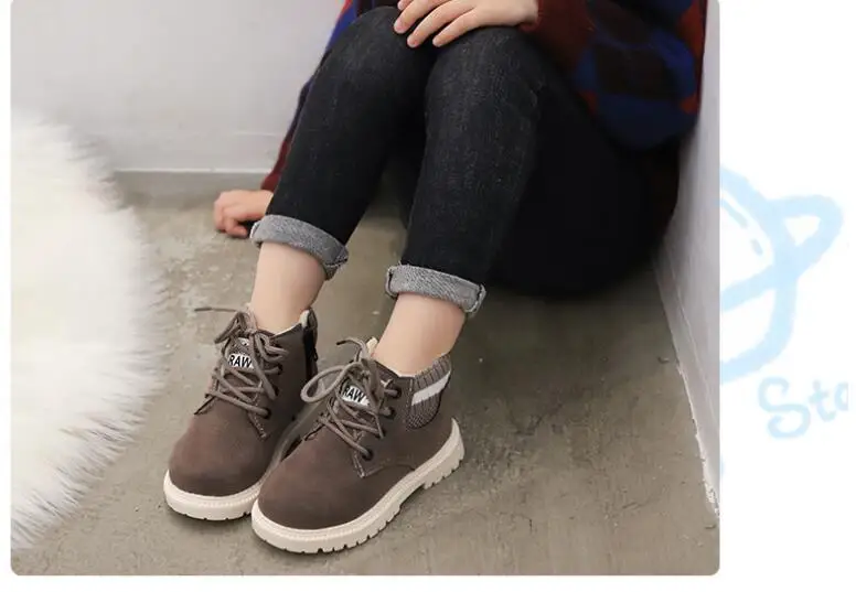 Kids Martin Boots Winter Fashion Children Leather Cotton Boots For Girls Boys Shoes Casual Soft Children Baby Toddler Shoes
