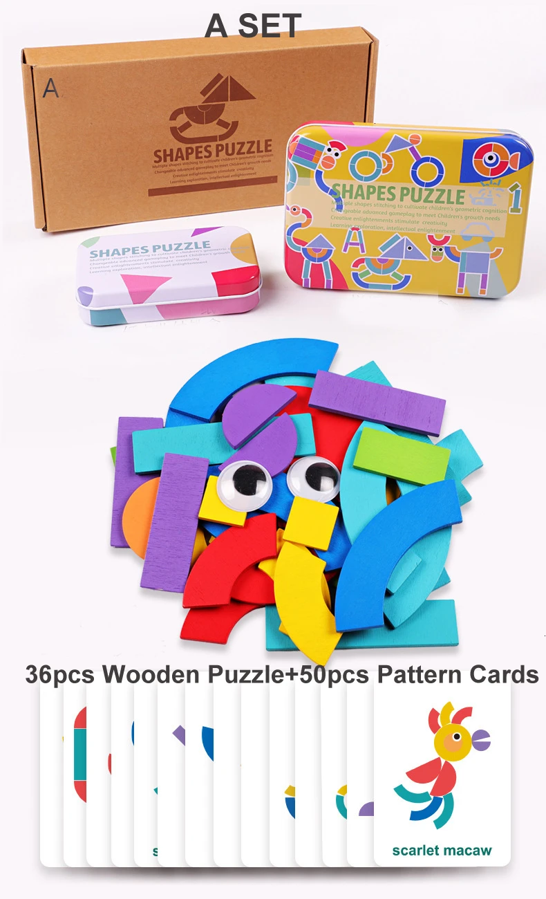 3D Wooden Puzzle Montessori Wooden Toys for Children Sahpe Jigsaw Puzzle Sorting and Stacking Games Kids Earling Learning Toys