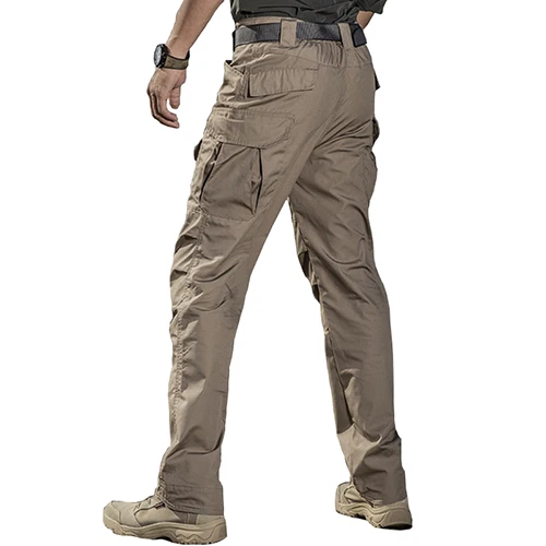 Khaki TACVASEN тактические брюки мужские хлопковые прямые мульти-карманные рабочие брюки карго Длинные Военные солидные боевые брюки повседневные брюки для мужчин - Цвет: Khaki
