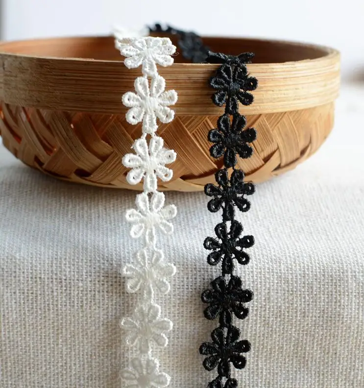 Lace Sewing Accessories 5 Yards Daisy Flower Lace Trim Embroidery Applique Polyester Trimming Sewing Crafts 1.2cm