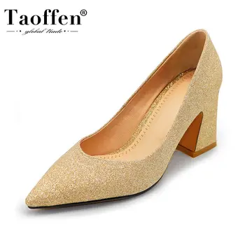 

Taoffen Size 32-43 Office Ladies Bling Party Pumps Women Wedding Hot Sale Shoes Women Pointed Toe Daily Pumps Footwear