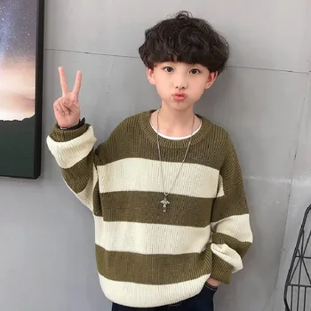 

Boys sweater 2020 new autumn striped sweater in the big children's bottoming shirt fashion children's sweater trend