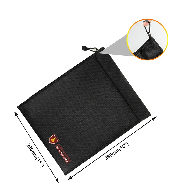 1× Fire Resistant Document Bag Fireproof Protection Bag Pouch Files Photo Safety