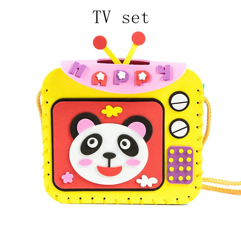 TV SET Soft Blocks Милые животные мягкие строительные блоки игрушки кот Тигр 3D DIY швейная сумка образовательная сборка головоломка подарок для детей Прямая - Цвет: TV SET Soft Blocks