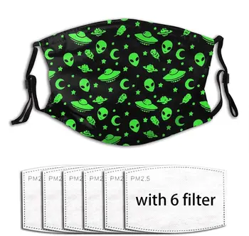 

Aliens And Spaceships Dog Face Mask Novelty Windproof Mouth Face Cover Reusable Comfortable Adjustable Protection With 6 Filter