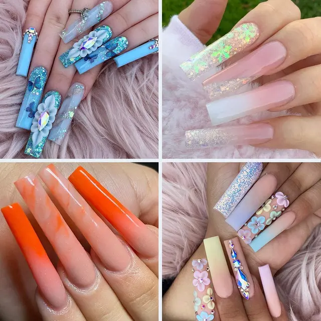 500Pcs XL Nail Tips: Natural & Clear False Nails