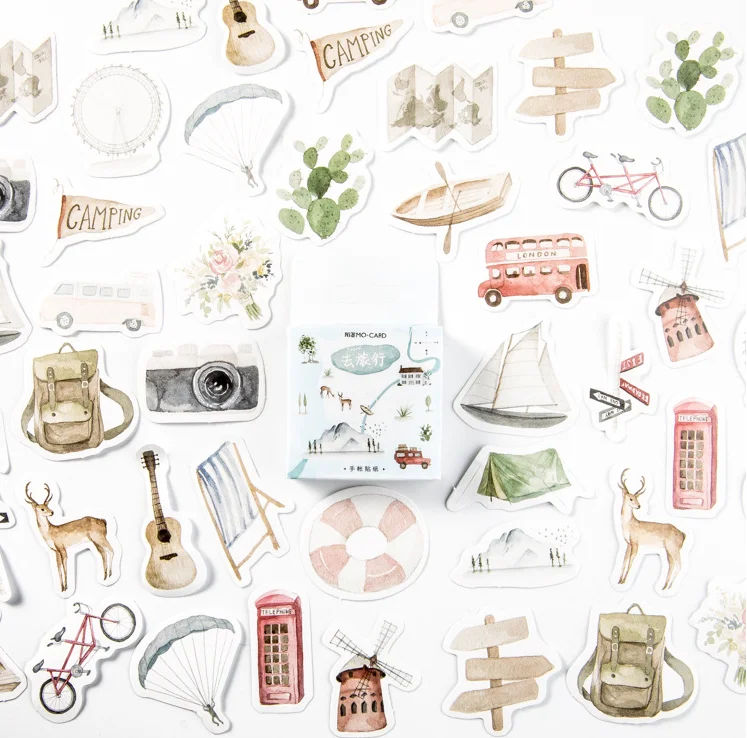 

S168- Go trip diy decorative sticker(1pack=46pieces)
