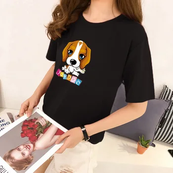 

2020 new women's loose casual student wear round neck short sleeve T-shirt Color bottoming shirt black