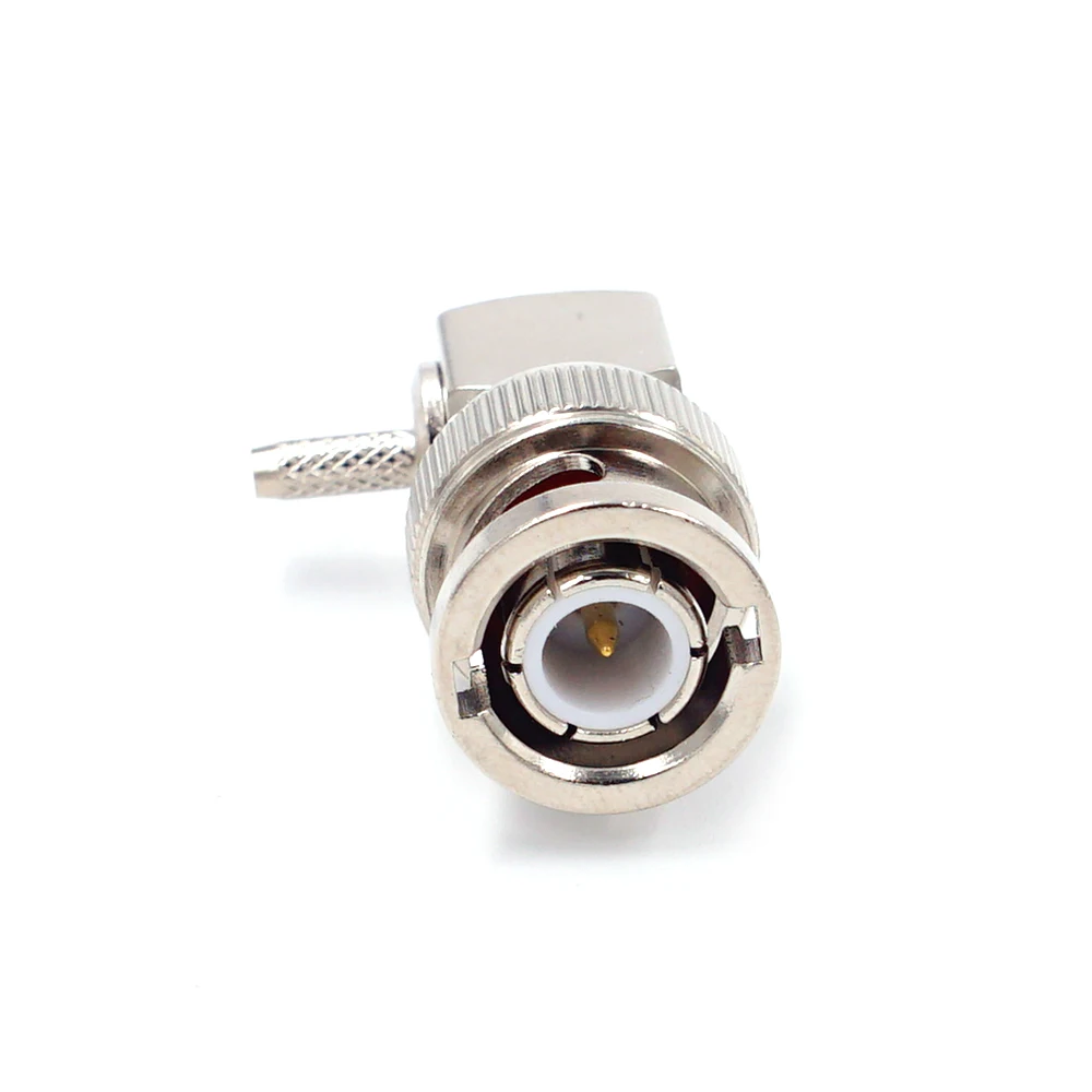 10PCS BNC Männlichen Q9 Stecker RF Coax Stecker Fenster Crimp RG316,RG174,LMR100 90 Grad Vernickelt – Detail 3