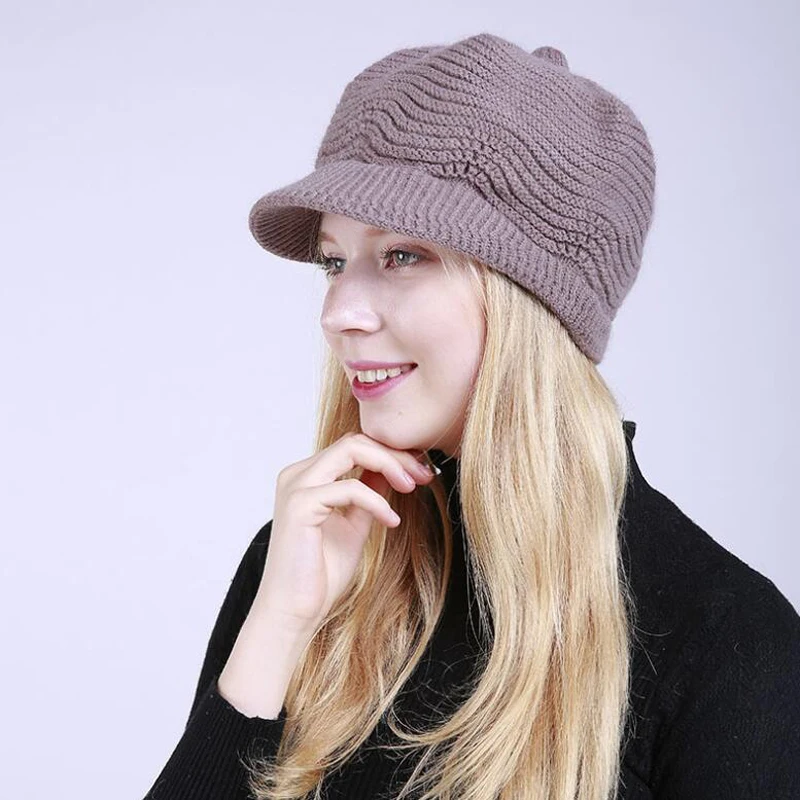 GAOKE, зимние шапки для женщин, Skullies Beanies, шапки ручной работы, новинка, женская шапка, вязаная шапка цвета хаки