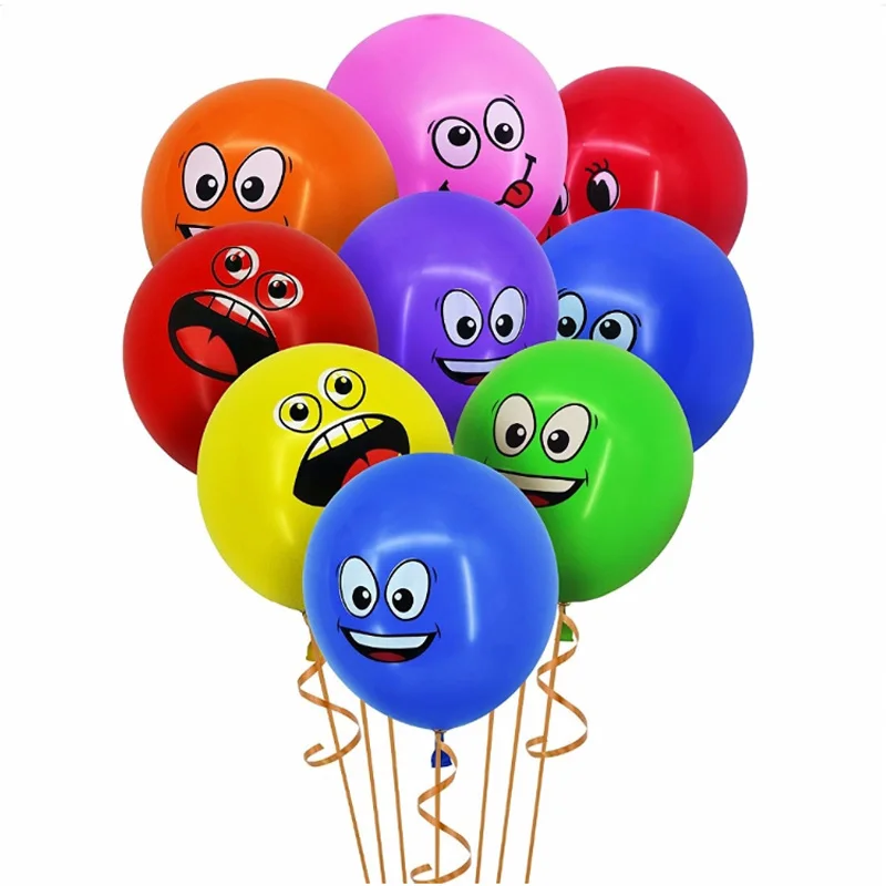 

10pcs 12inch Emoji Balloons Smiley Face Expression Colorful Latex Balloons Party Wedding Balloons Cartoon Inflatable Balls