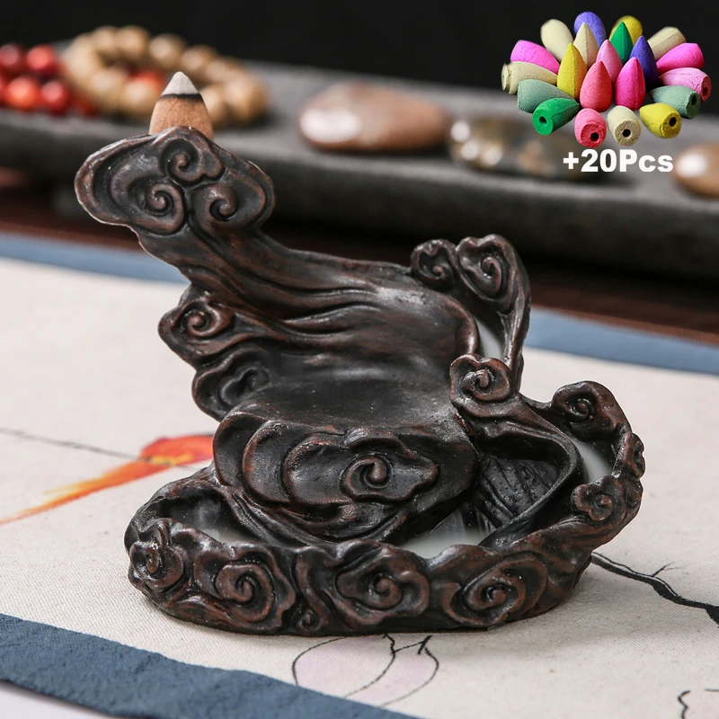 SZX3 and 20Incense Бестселлер)+ 20 благовоний конус обратного потока благовония горелка с Буддой ладан держатель кадильница для ароматерапии для домашнего офиса Чайный домик Декор - Цвет: SZX3 and 20Incense