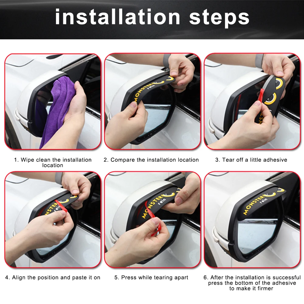 Car Rearview Mirror Visor Rain Cover Eyebrow Waterproof Sun Shade Snow Shield Flexible Rearview Protector Accessories 2Pcs