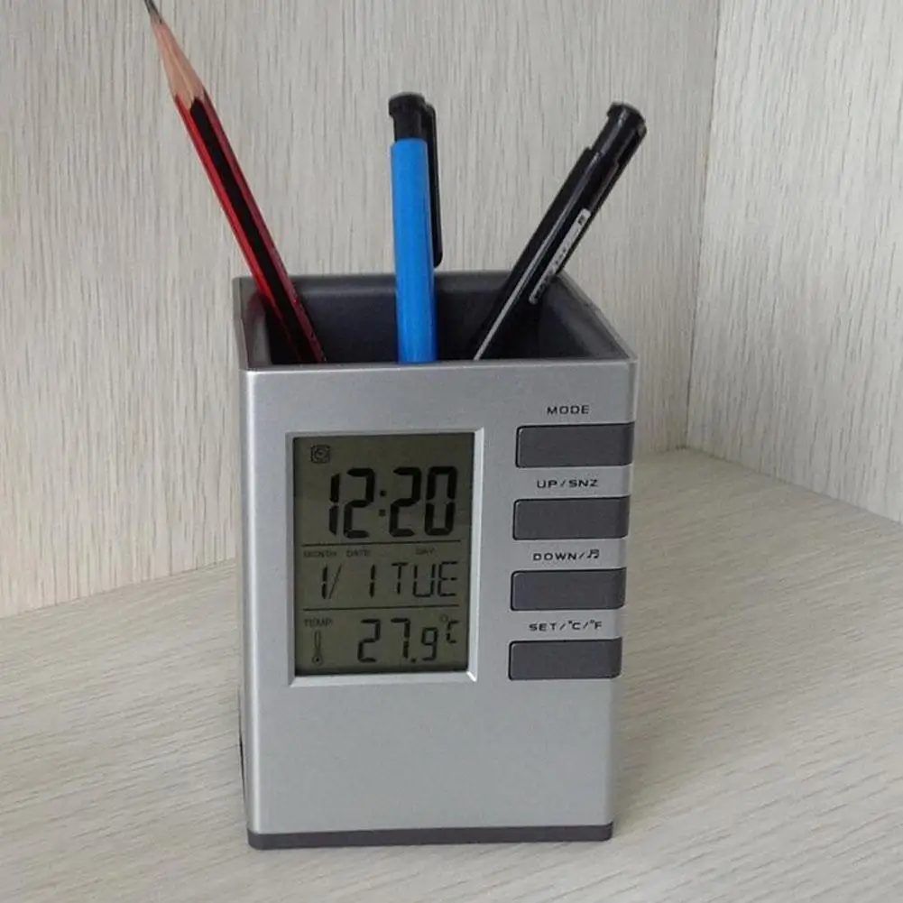 Innovative Multifunctional Perpetual Calendar Pen Holder Pen Holder Clock Electronic Clock For Office School Storage Supplies