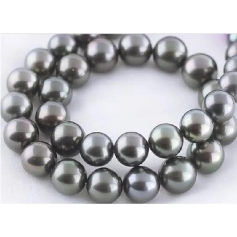 

free shipping >>>>noble jewelry stunning 10-11mm tahitian natural black pearl necklace jj