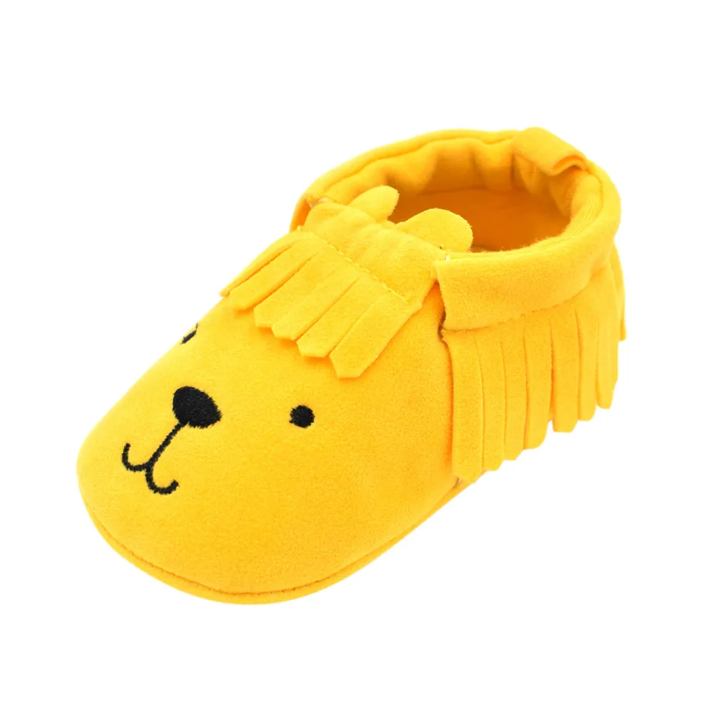 Yellow Newborn Baby Toddler Infants Girls Boys Shoe Cute Bear Tassle Soft Anti-slip Shoes Baby Fashion First Walkers Shoes Hot Sale - Color: Yellow