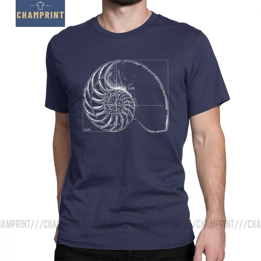 Men S T Shirts Fibonacci On A Nautilus Shell Casual Short Sleeve Math Tees Crew Neck Clothing Pure Cotton Printed T Shirt T Shirts Aliexpress