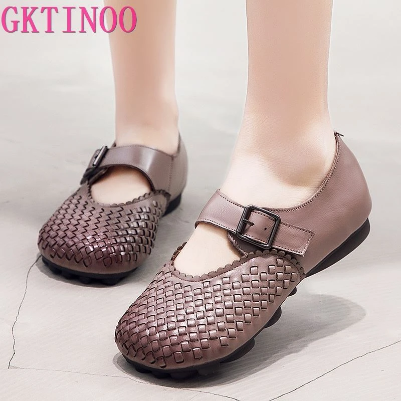 GKTINOO 2019 zapatos de mujer de moda mocasines de cuero genuino zapatos casuales de mujer zapatos cómodos suaves hechos a zapatos planos de mujer|Zapatos de mujer| - AliExpress