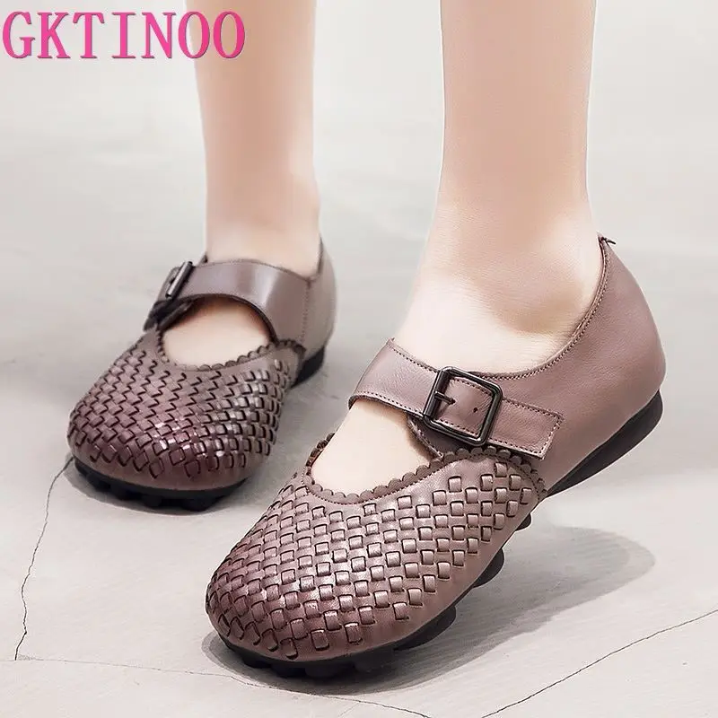 Туфли GKTINOO женские из натуральной кожи модные лоферы повседневная мягкая удобная
