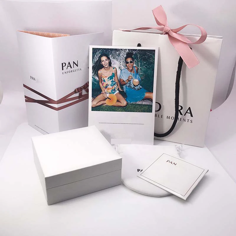 6pcs/set Beads Earrings Ring Bracelet Fit Original Pandora Packaging Paper Bags With Logo | Украшения и аксессуары