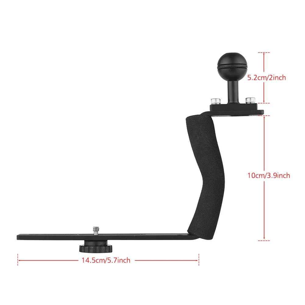 

Diving Handle Tray Bracket Handheld Hand Grip Stabilizer Holder w/ 1/4in Screw+Ball Adapter for GoPro 6/5/4 SJCAM Yi LED Light