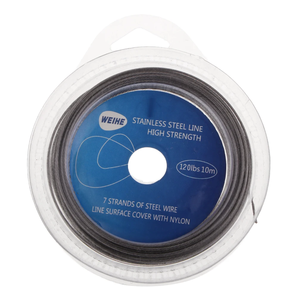 2pcs Fishing Steel Wire Fishing Line 10m 7 Strands Braided Leader Wire with 12pcs Crimps Sleeves