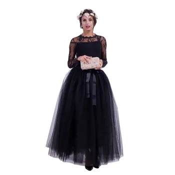 

Mesh muslim dress Lace Cuff Muslim Dresses Black Sleeve Robes Big Size Maxi Long Dress Islamic Elegant Moroccan Party Dress 11.1
