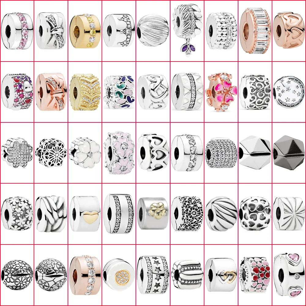 

2019 New 100% 925 Sterling Silver Wild Bracelet Beaded Classic Heart Sakura Lady Charm Bracelet DIY Safety Clip