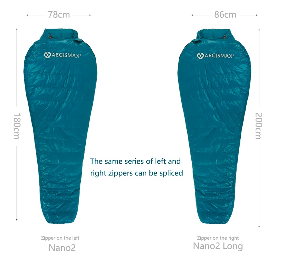  AEGISMAX NANO2 Adult Outdoor Camping Spring Autumn Mummy White Goose Down Splicable Sleeping Bag Po