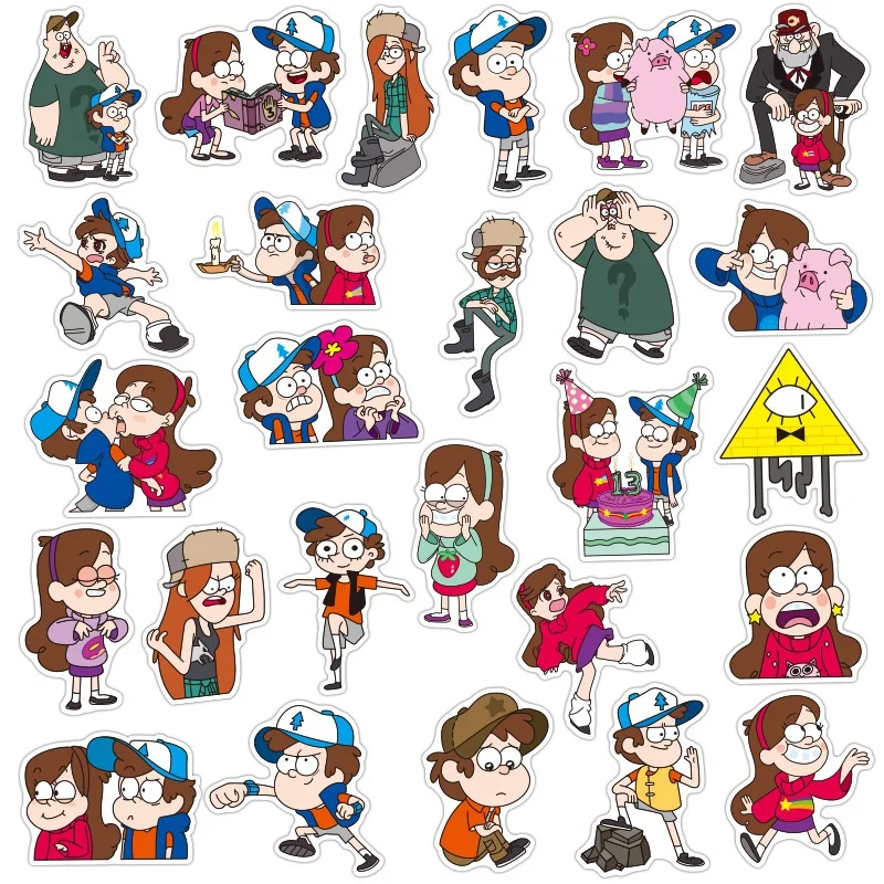 

5Set =195PCS Weird Town Waterproof Sunscreen Removable Car Stickers Cartoon Anime Travel Trolley Case Stickers