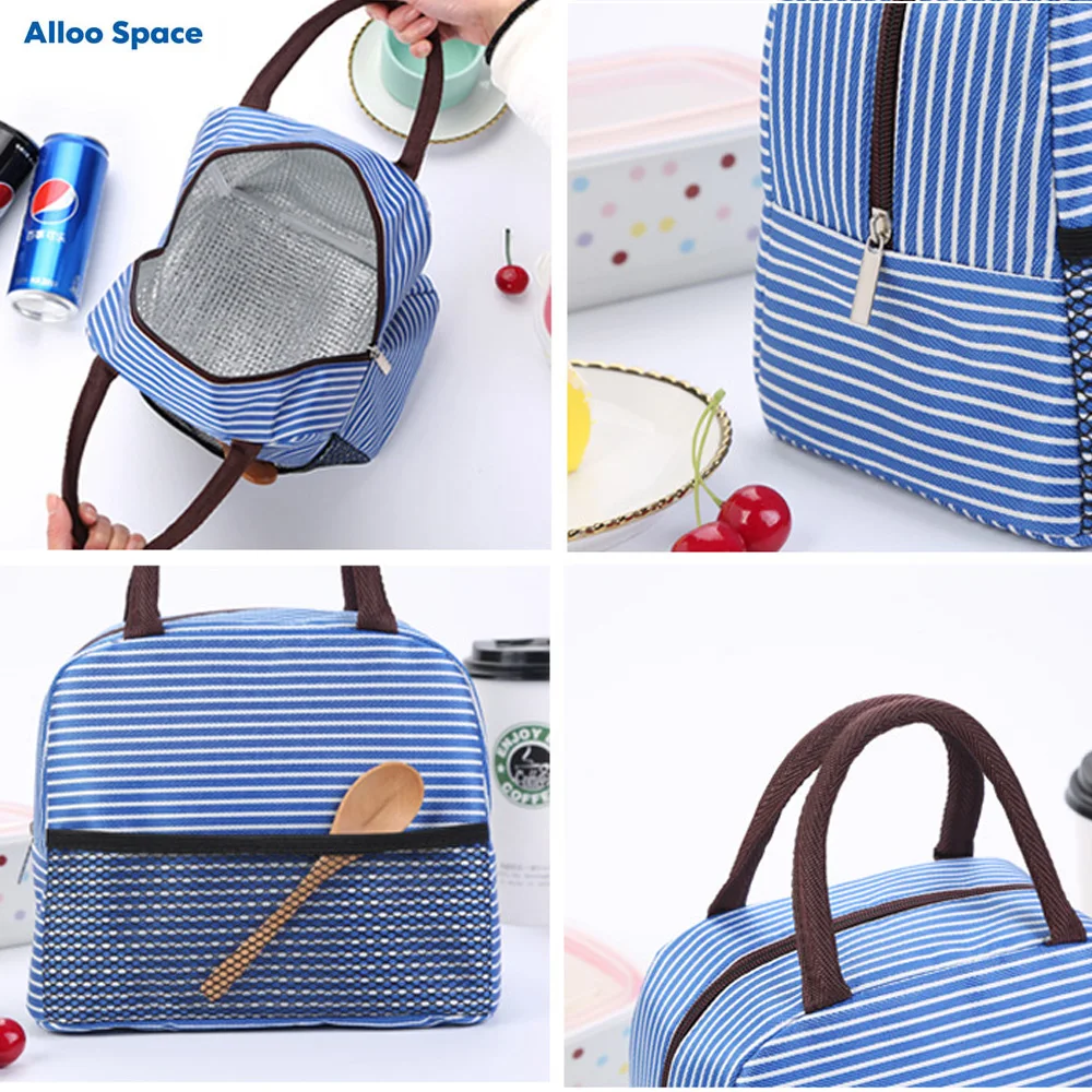 Портативная охлаждающая сумка для еды koeltasje, детский Ланчбокс в полоску, водонепроницаемая сумка для ланча, сумка-тоут, Ланч-бокс, классная женская сумка