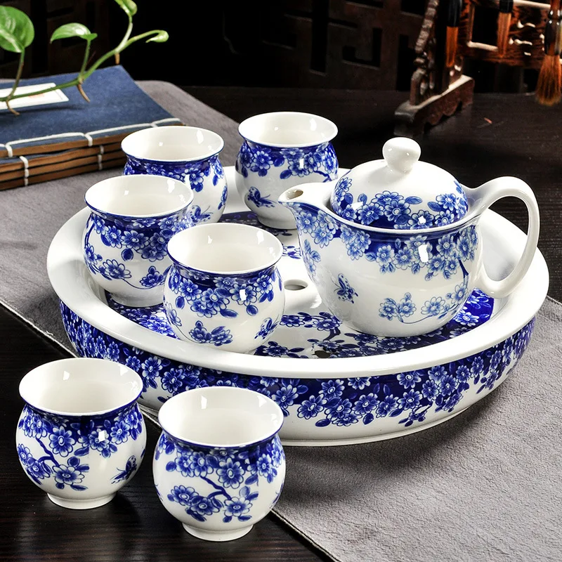 CAKEHOUD китайский чайный церемониальный креативный чайный набор кунг-фу керамическая чайная тарелка чайная чашка чайник изоляция анти-обжигающий набор из шести чайников - Цвет: X