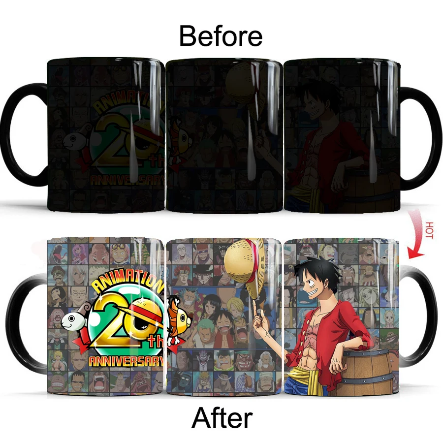 Цельная кофейная кружка luffy на 20 лет меняющая цвет волшебная чайные чашки лучший
