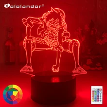 Figuras de ONE PIECE, Monkey D Luffy, iluminación nocturna para niños, ambiente cambiante de Color Led para dormitorio infantil, lámpara de escritorio de decoración de mesita de noche