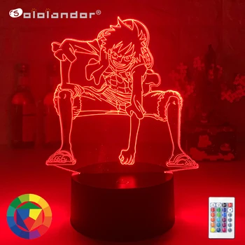 

Anime ONE PIECE Monkey D Luffy Figure Kids Night Light Led Color Changing Atmosphere for Child Bedroom Bedside Decor Desk Lamp