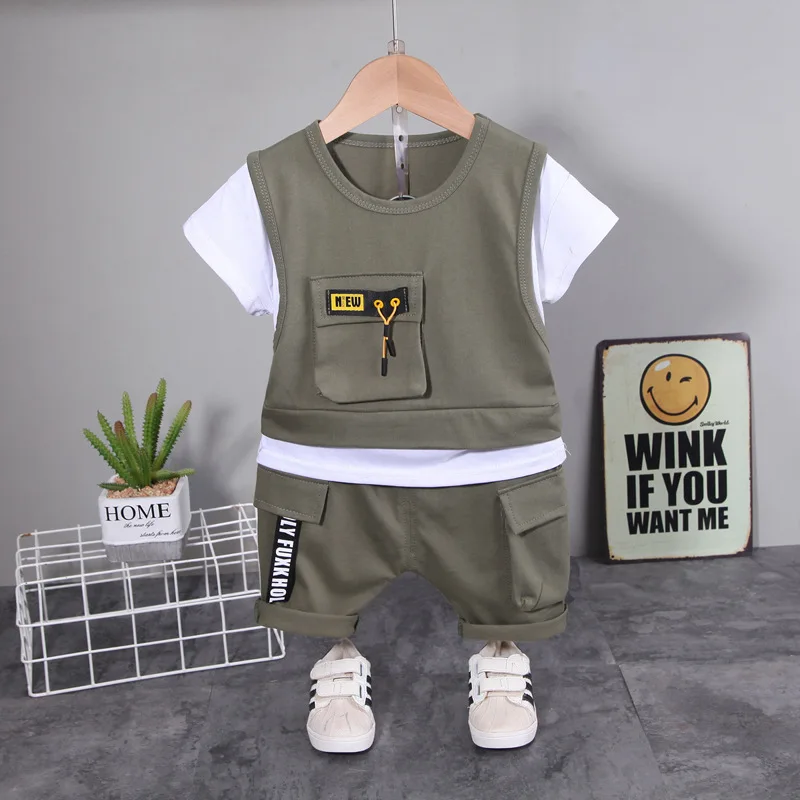 New Summer Children Girls Fashion Clothing Baby Boys Cotton T Shirt Shorts 2Pcs/sets Kid Infant Clothes Toddler Casual Tracksuit