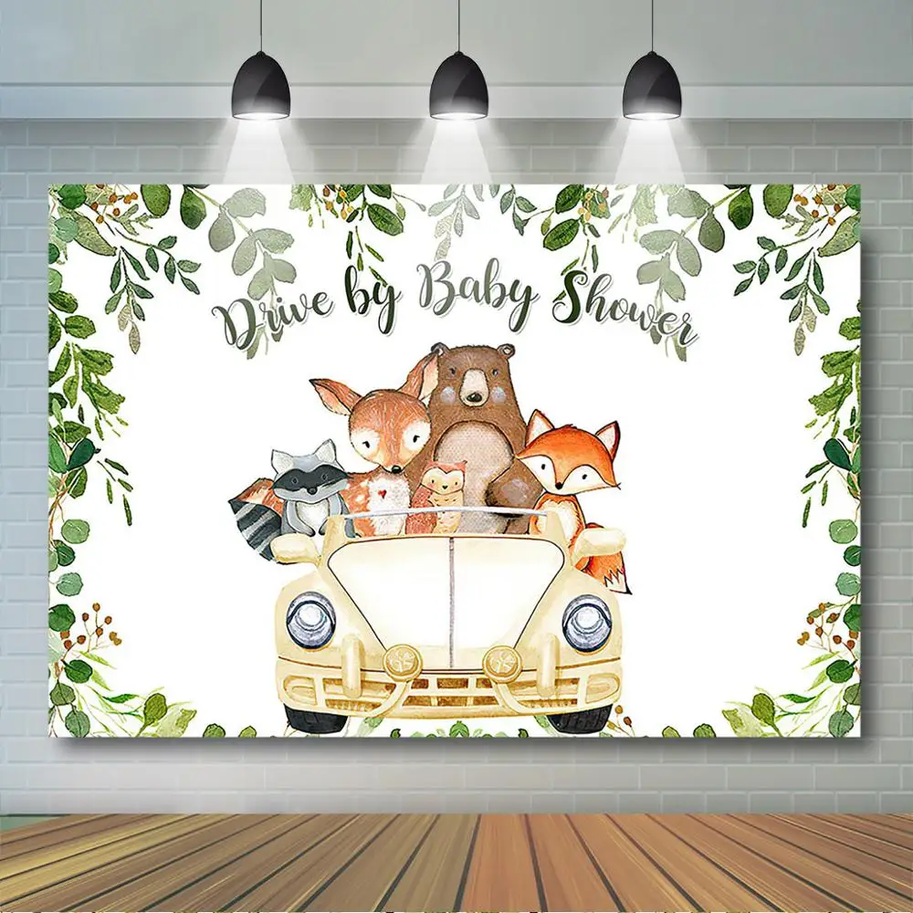 Woodland Baby Shower Sfondo Drive By Baby Shower Sfondo Fotografico Woodland Safari Animal Baby Shower Banner Decor Per Feste