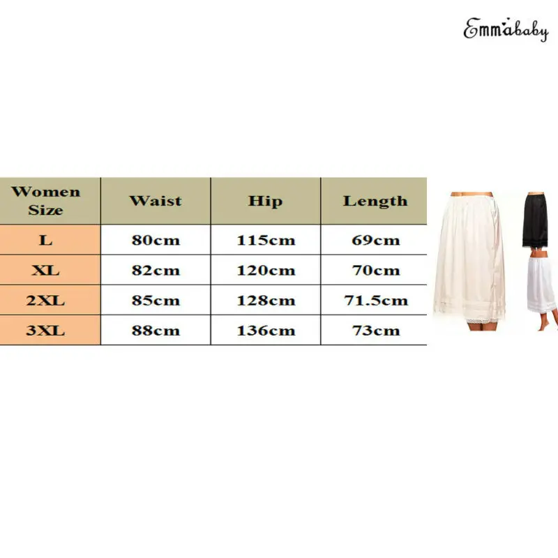 New Fashion Womens Lace Underskirt Smooth Skirt Petticoat Under Dress Long Skirt Safety Skirt Oversize images - 6