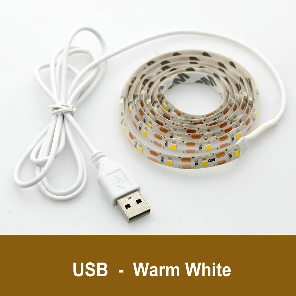 USB - Warm White 1 м 2 м 3 м беспроводной датчик движения светодиодная лента водонепроницаемый USB СВЕТОДИОДНАЯ подсветка под шкаф для кухни ЛЕСТНИЦЫ шкаф Ночная Лампа безопасности - Испускаемый цвет: USB - Warm White