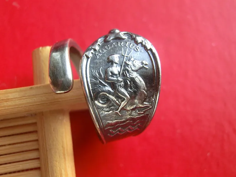 

925 sterling silver Aquarius Auspicious Silver Spoon Live Ring