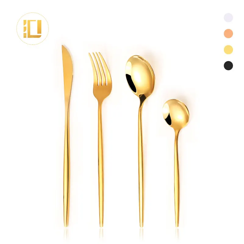 

Gold Flatware Wholesale Dinnerware Set Gold Fork And Spoon Set Wedding Stainless Steel Flatware