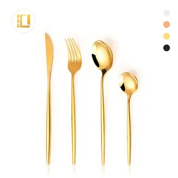 

Gold Flatware Wholesale Dinnerware Set Gold Fork And Spoon Set Wedding Stainless Steel Flatware