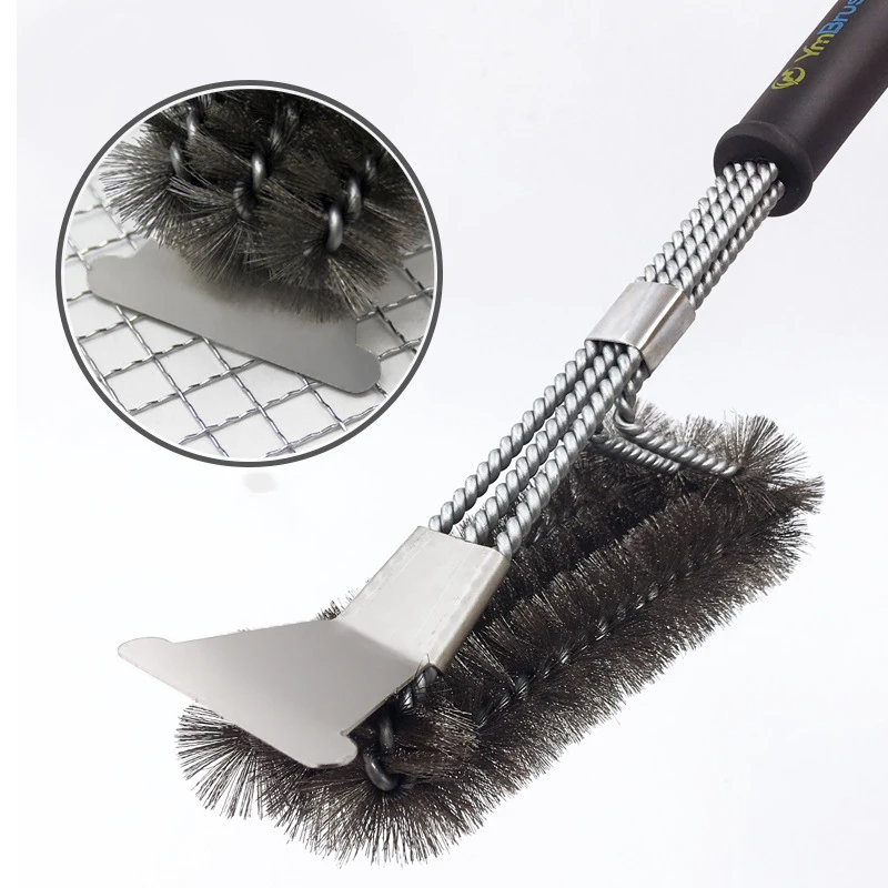 2 Pack Safe Bbq Grill Brush And Scraper, Heavy Duty Stainless Steel Grill  Cleaning Kit With Extra Brush Head, Woven Wire Bristle Grilling Cleaner  Acce