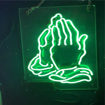 

custom The Praying Hands Glass Neon Light Sign Beer Bar