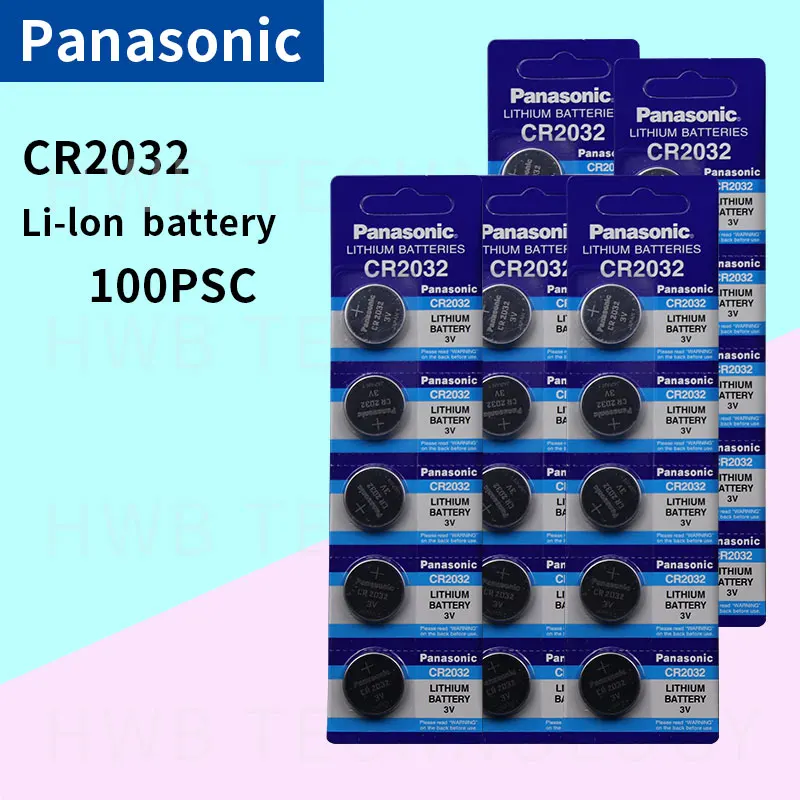 100 шт абсолютно аккумулятор для PANASONIC cr2032 3v кнопочный Миниатюрный элемент питания для часов компьютера cr 2032 для игрушек часов